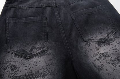 Washed Tribal Fade Wide Leg Denim Jeans WN25450
