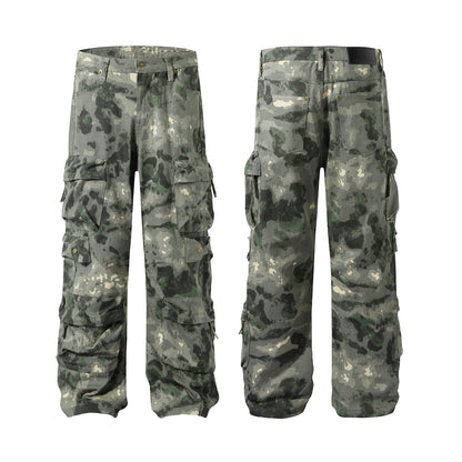 Camouflage Multi-Pocket Wide-Leg Cargo Pants WN11278