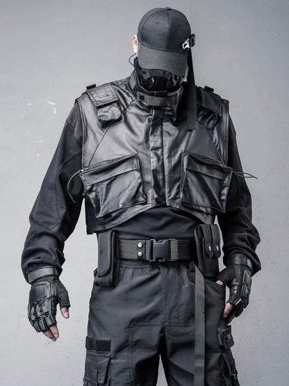 Stand Neck Large Pockets Tactical Coating Vest WN22360