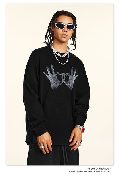 Gesture Print Long Sleeve T-Shirt WN7896