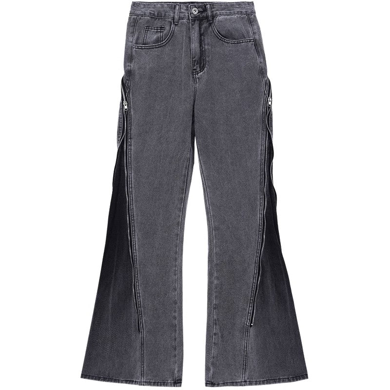 Metal Zipper Flare Denim Jeans WN6885