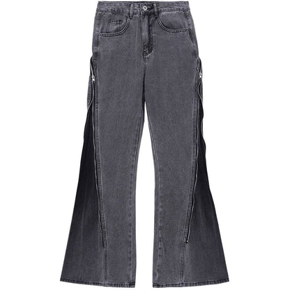 Metal Zipper Flare Denim Jeans WN6885