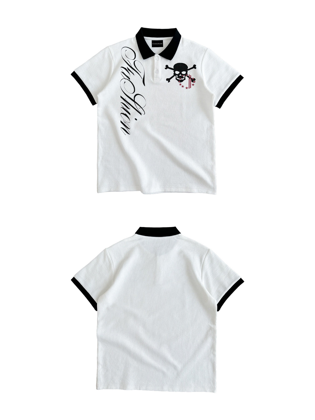 Polo Collar Skull Graphic Print Short Sleeve Shirt WN27172
