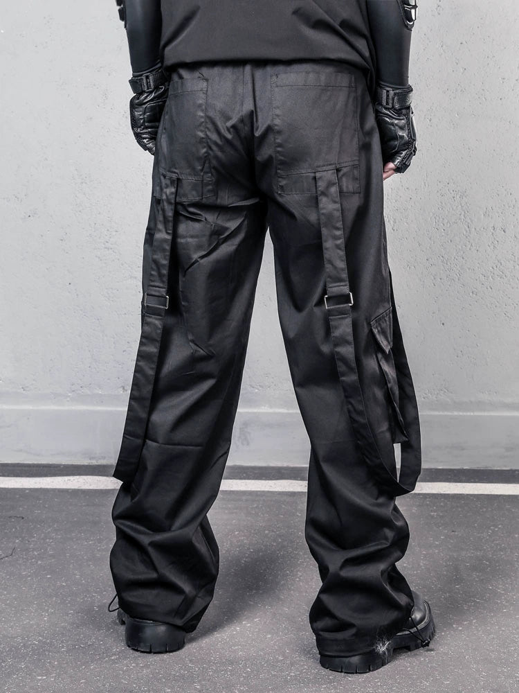 Drawstring Strap Wide Leg Cargo Pants WN22354