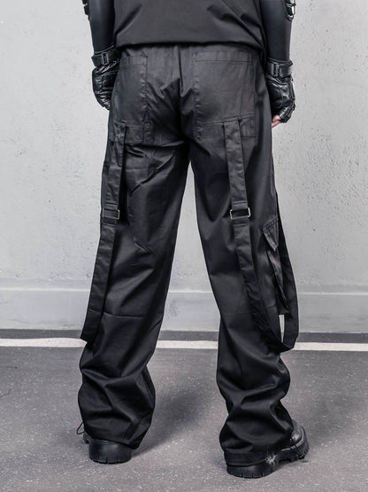 Drawstring Strap Wide Leg Cargo Pants WN22354