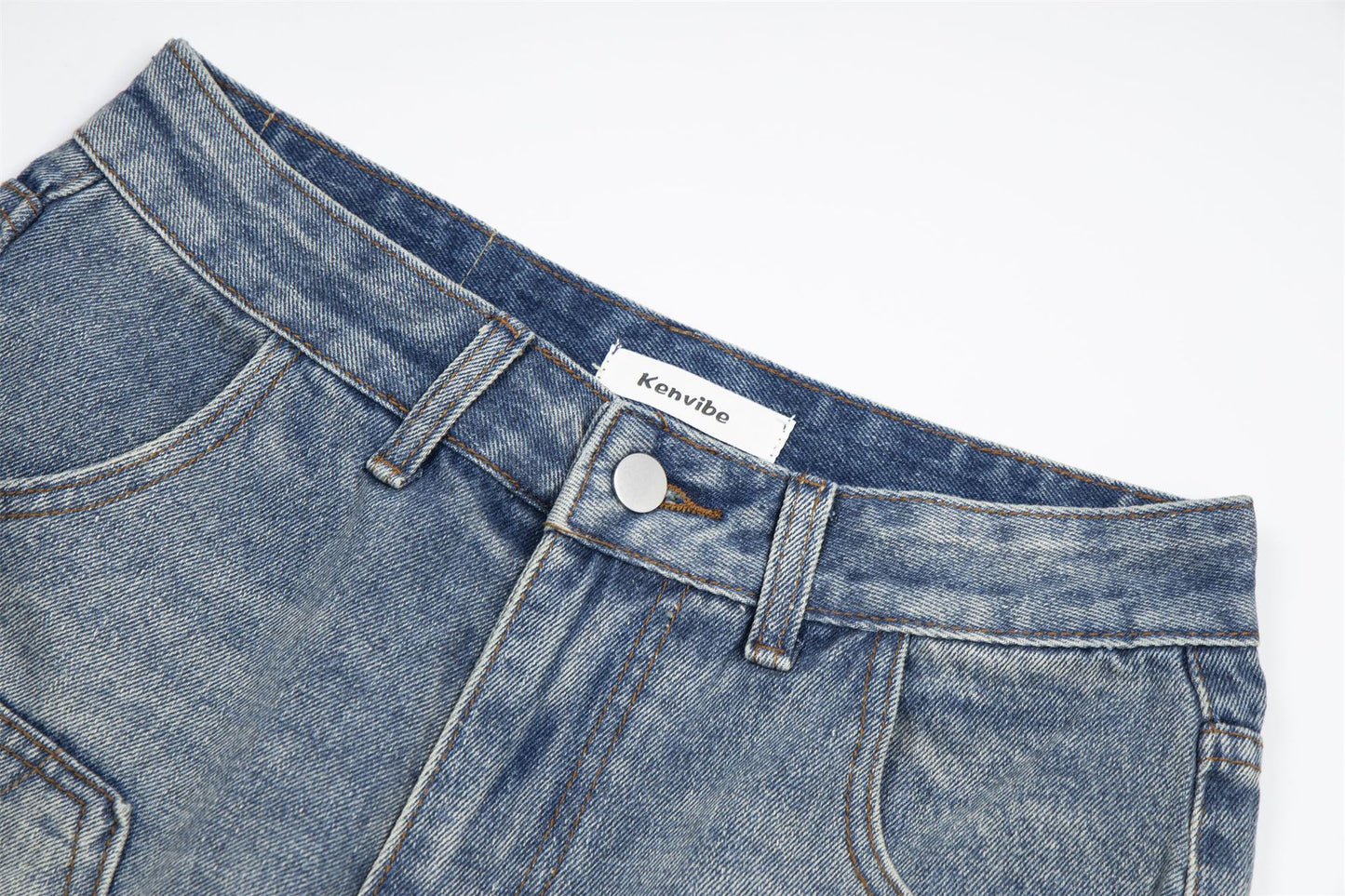 Panel Washed Denim Half Jeans WN26967