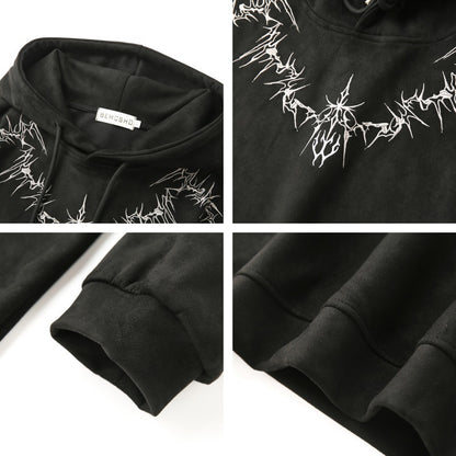 THORN EMBROIDERY SUEDE HOODIE WN11447