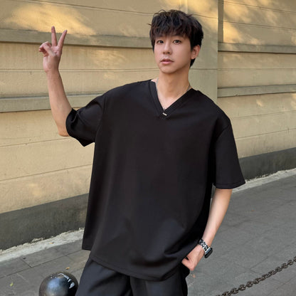 Oversize V-Neck Short Sleeve T-ShirtWN25321