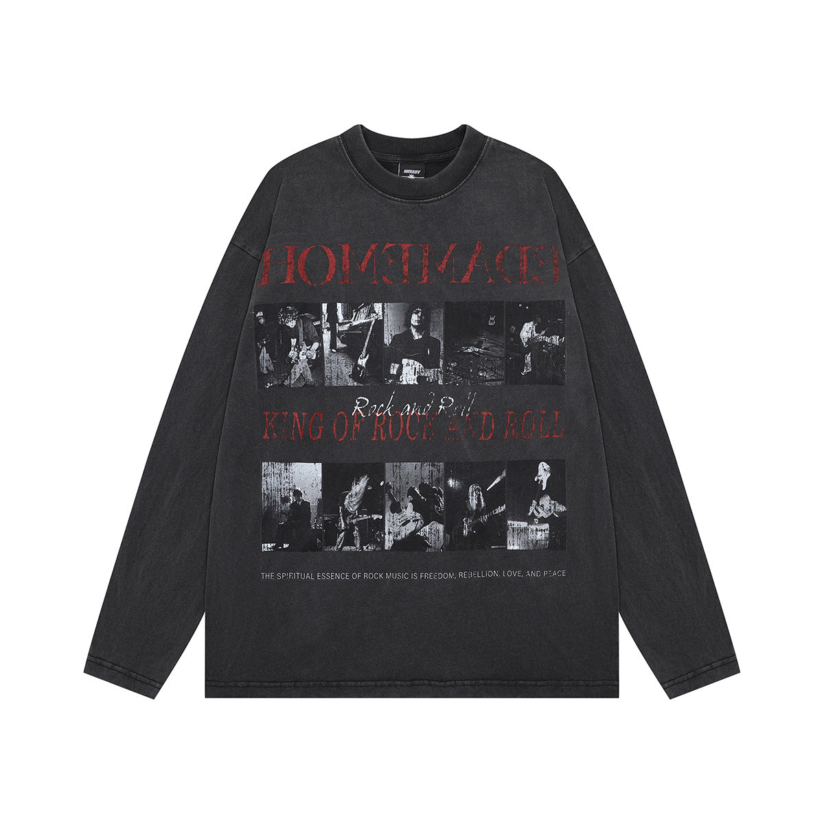 Washed Dirty Dye Graphic Print Long Sleeve T-Shirt WN25719