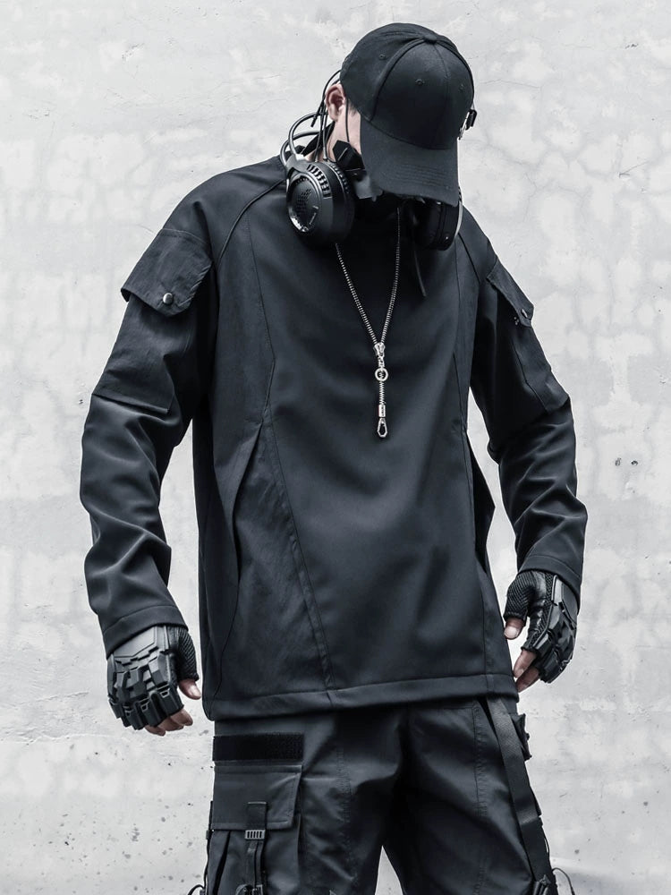 Fleece Lining Mix Patch Long Sleeve T-shirt WN22347