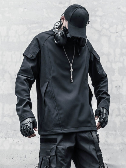 Fleece Lining Mix Patch Long Sleeve T-shirt WN22347