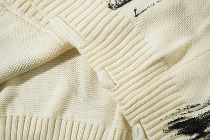 Graffiti Print Oversize Knit Cardigan WN11429