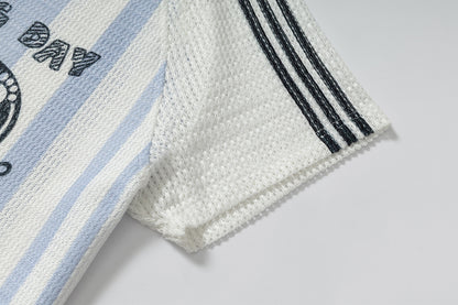 Stripe Number Print Short Sleeve Shirt WN25416