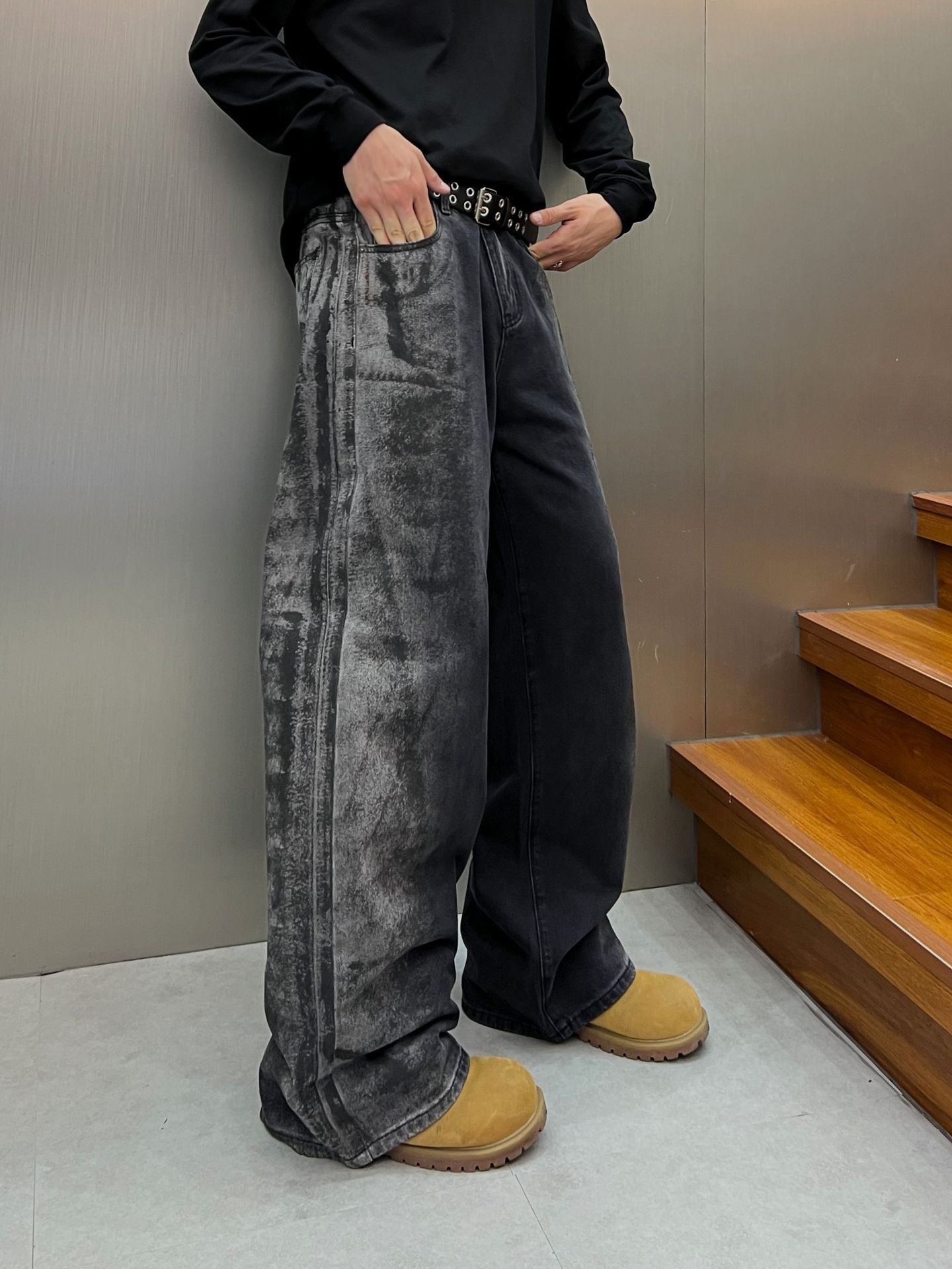 Washed Wide Leg Denim Jeans WN25408