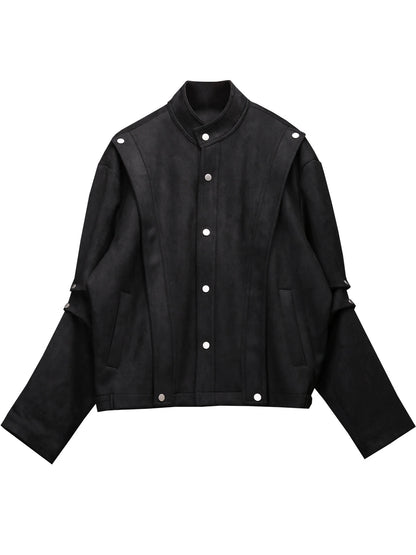 Suede-Look Stand Neck Oversize Jacket WN22385