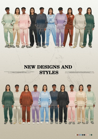 Fleece Lining Spray-dye Damage Oversize Sweatshirt WN9967