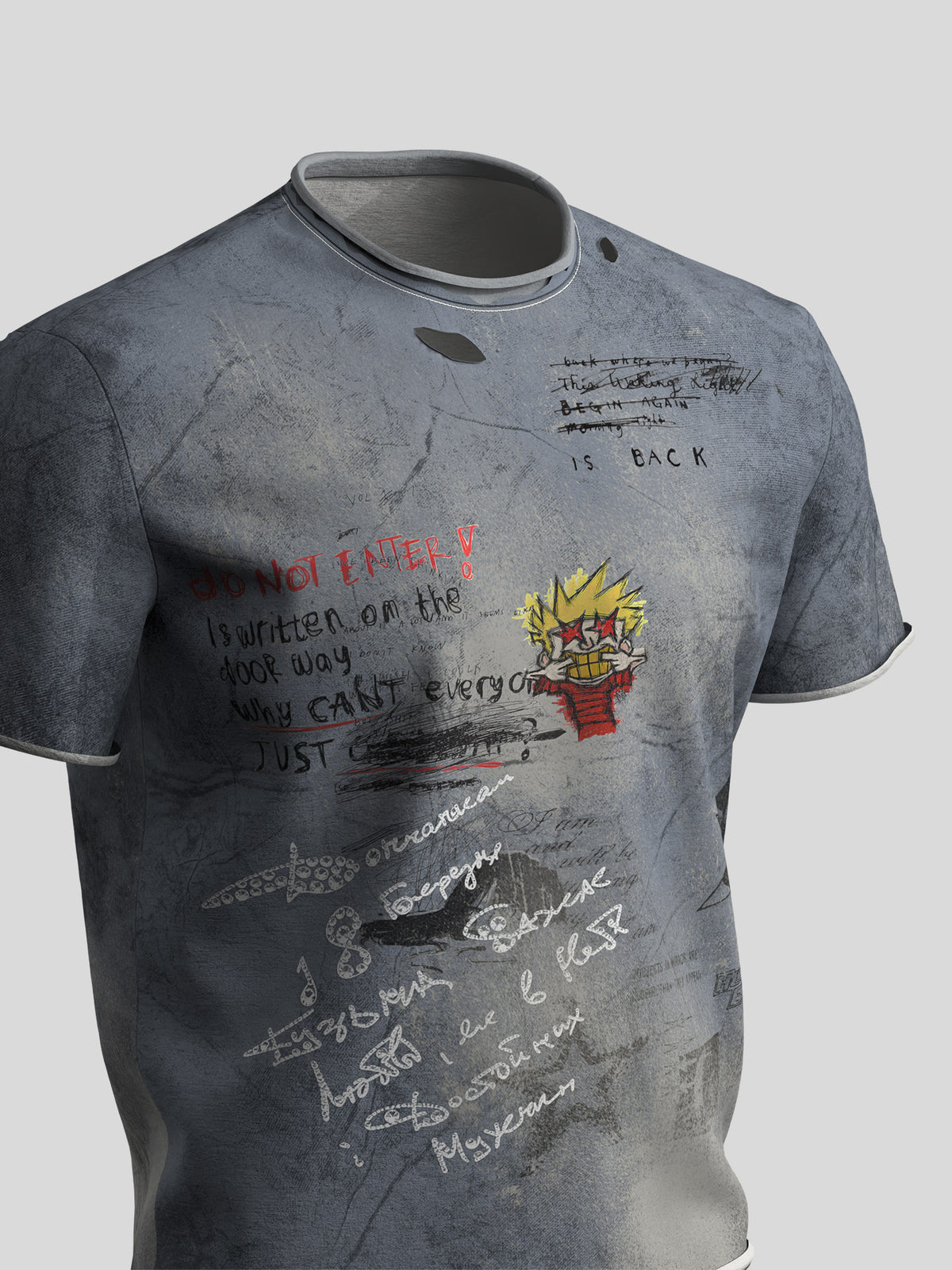 Washed Graffiti Print Short Sleeve T-Shirt WN27164