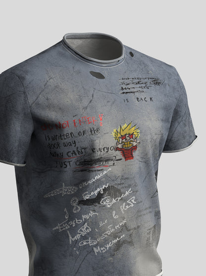 Washed Graffiti Print Short Sleeve T-Shirt WN27164