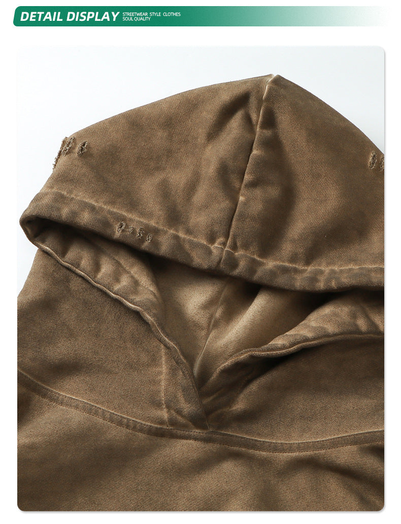 Oversize Drawstring Damage Hoodie WN9974