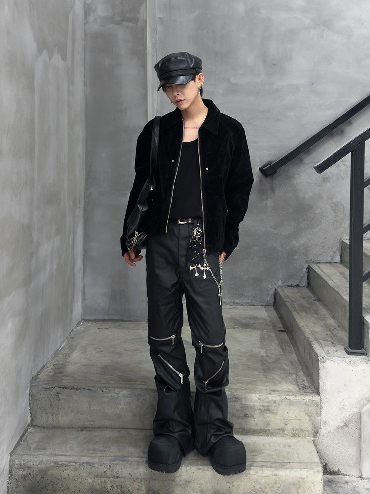 Suede Zipper Short Jacket WN22948