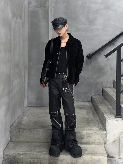 Suede Zipper Short Jacket WN22948