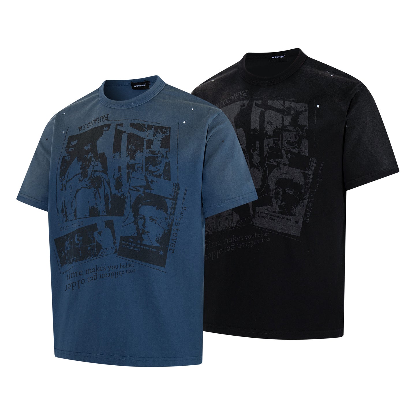 Portrait Print Damage Short Sleeve T-Shirt WN25455