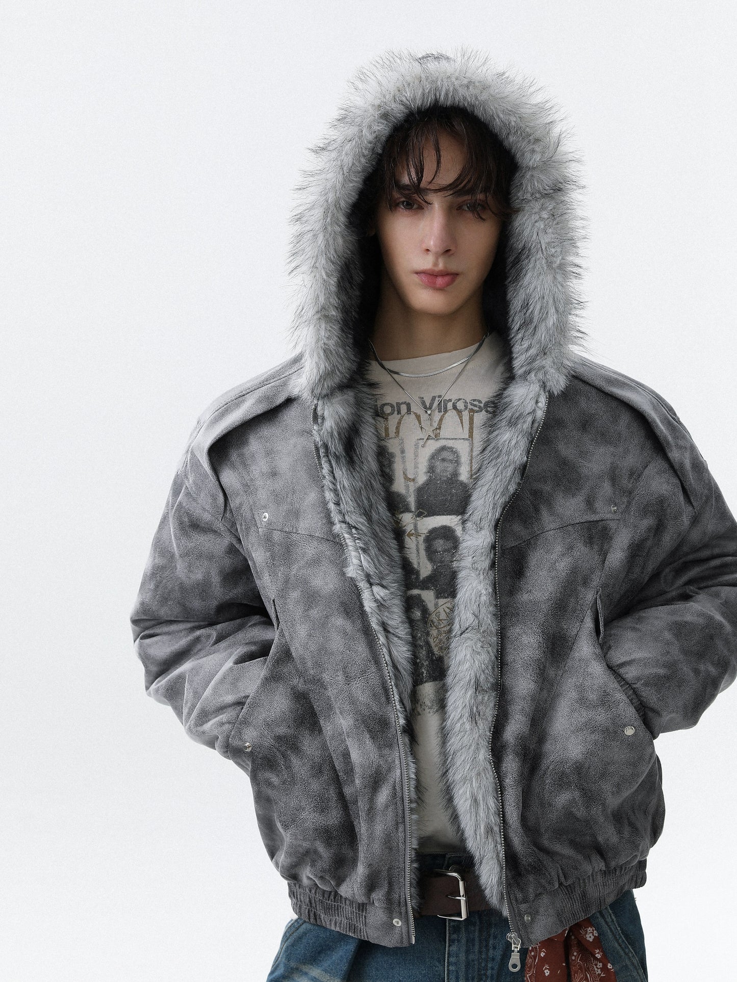 Deconstructed Design Thick Zipper Jacket WN22092