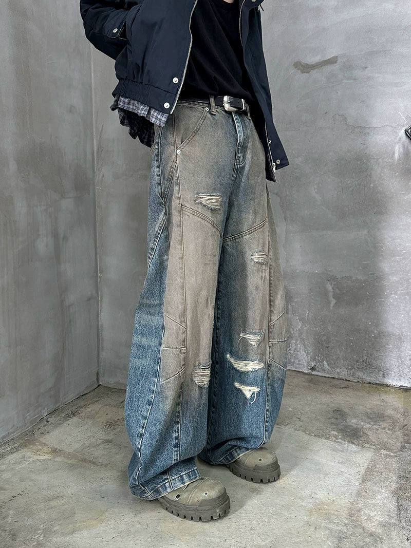 Damage Design Wide Leg Denim Jeans WN21169