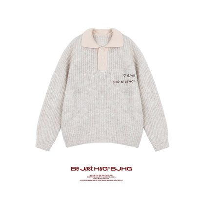 Oversize Polo Knit Sweater WN9817