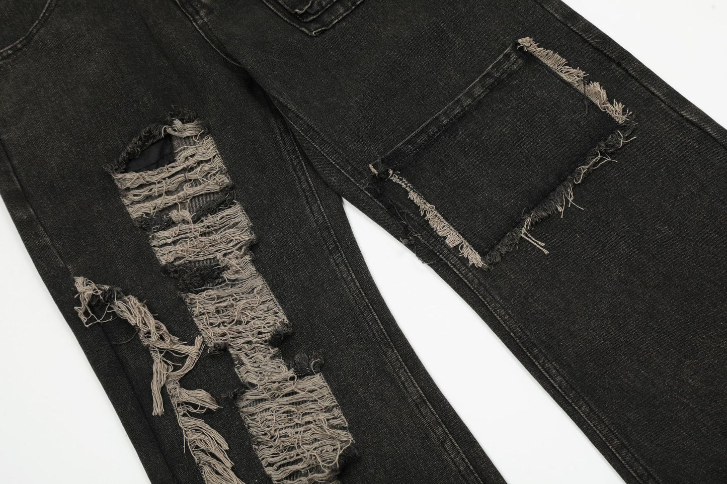 Damage Wide Leg Denim Jeans WN11006