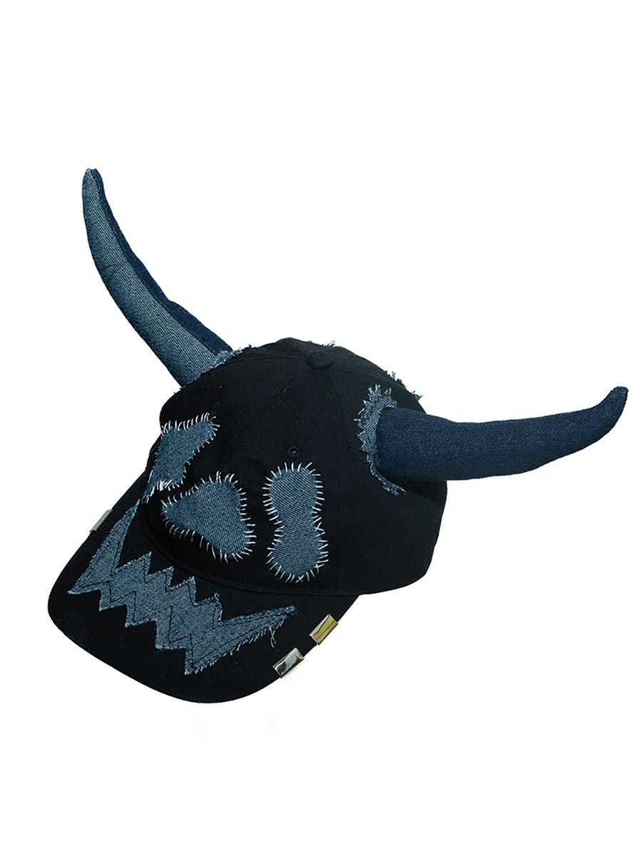 Horn Patchwork Curved-Brim Cap WN21093