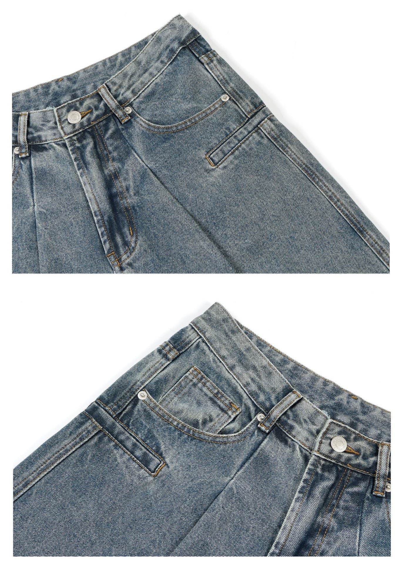 Washed Panel Wide Leg Denim Jeans WN26248