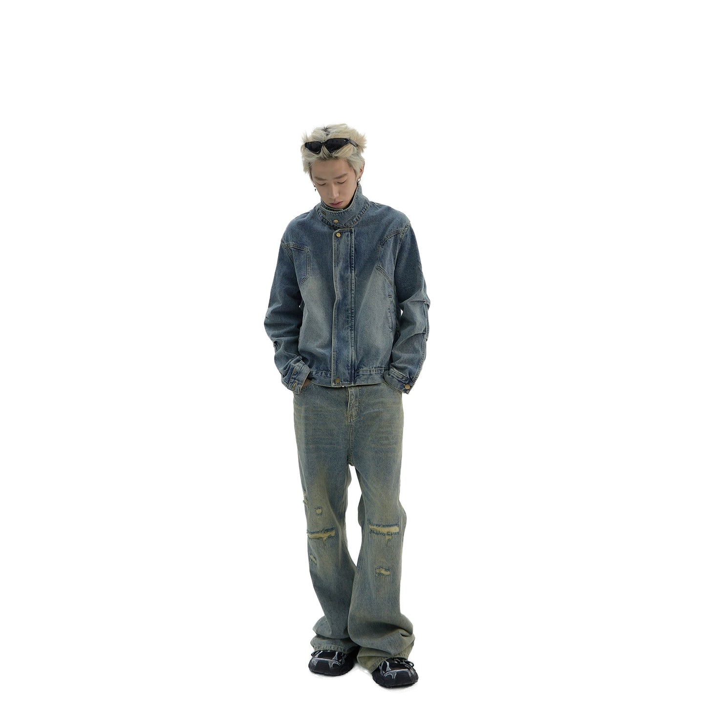 Wash Stand Neck Denim Jacket WN7502