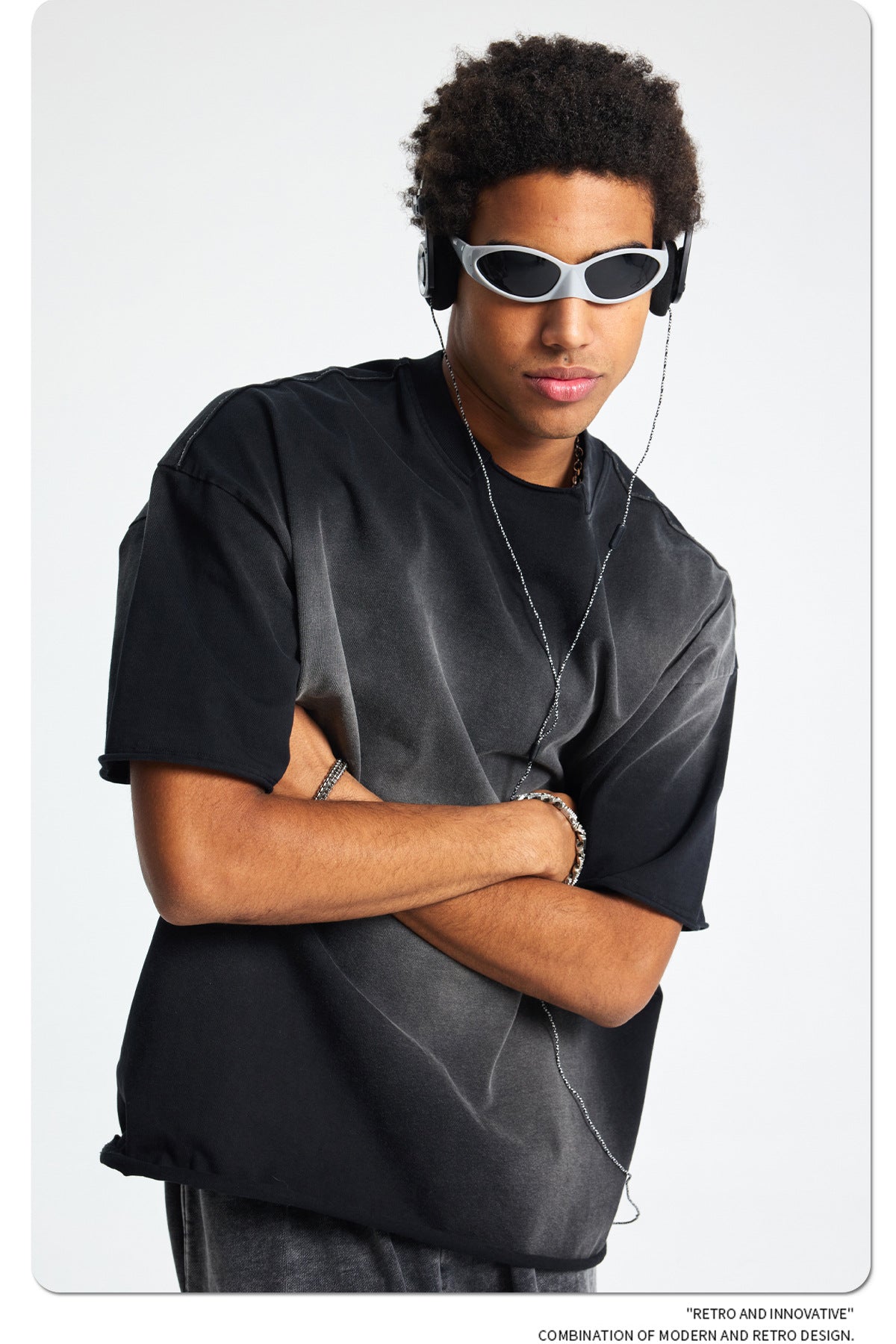 Spray Dye Raw Edge Damage Washed Short Sleeve T-Shirt WN16265