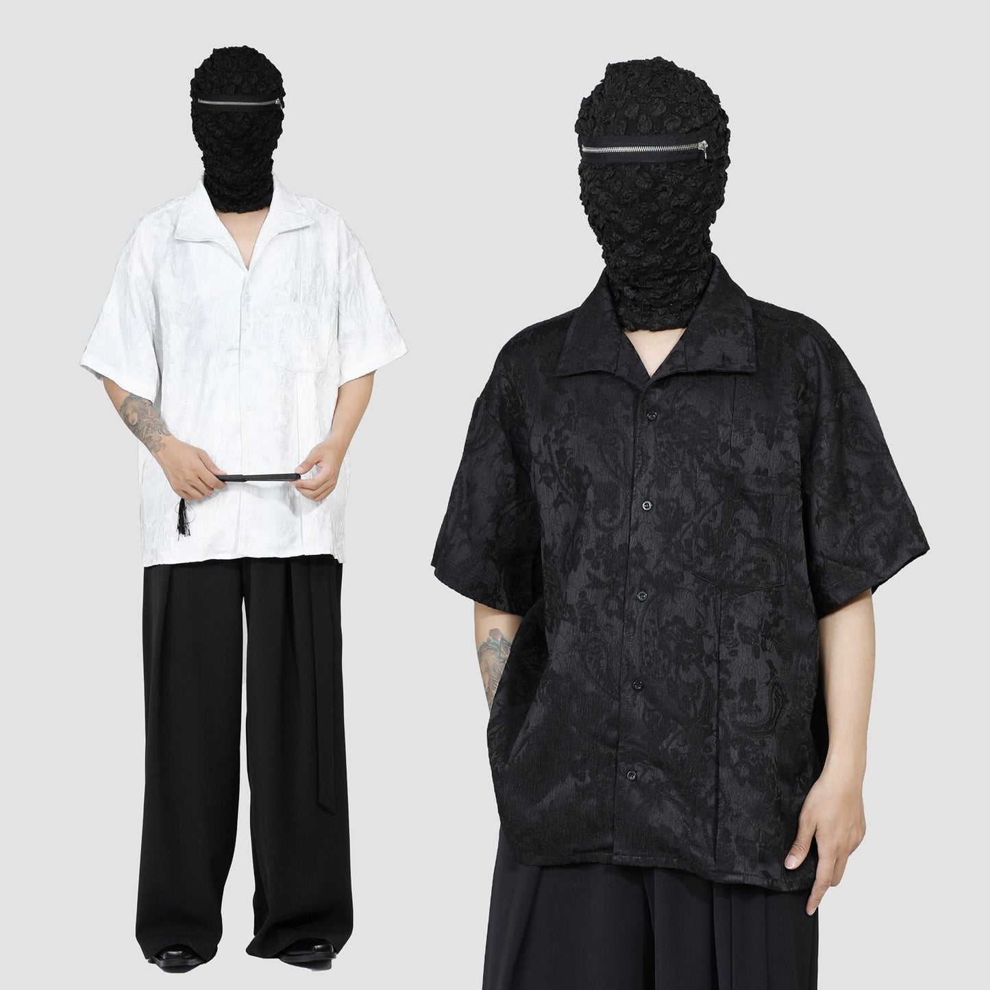 Side Slit Jacquard Short Sleeve Shirt WN20184