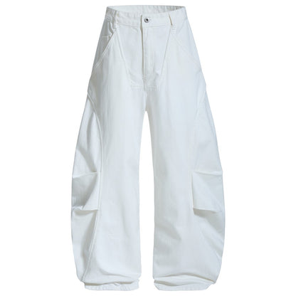 Asymmetric Cut Wide Leg Cargo Pants WN28015