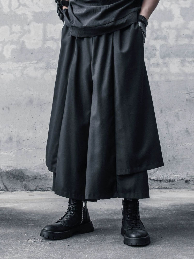 Fake Layered Wide Leg Pants WN22369