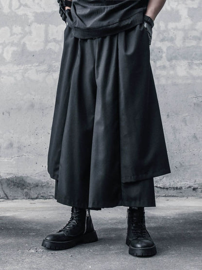 Fake Layered Wide Leg Pants WN22369