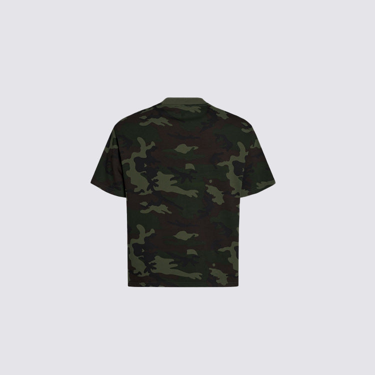 Camouflage Letter Graphic Short Sleeve T-Shirt WN28053