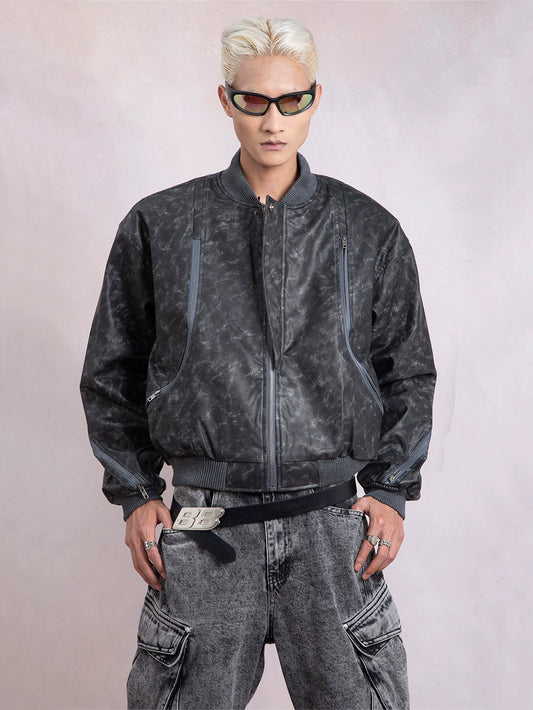 PU Leather Short Flight Jacket WN9349