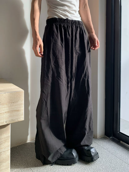 Washed Drawstring Elastic Waist Wide Leg Pants WN19730