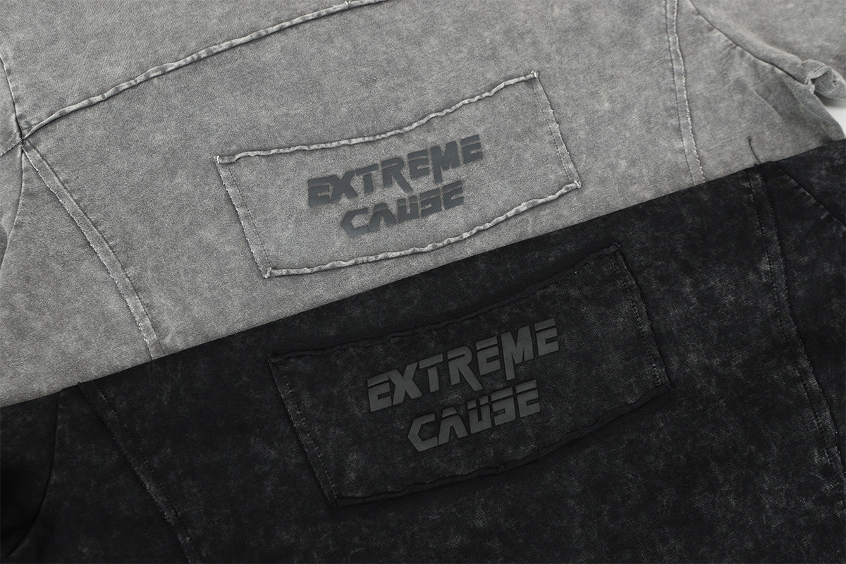 Washed Frayed Pullover Sweatshirt WN23029