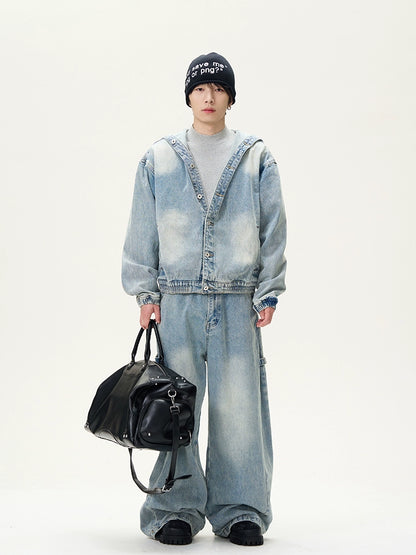 Oversize Denim Hoodie & Wide-leg Denim Jeans Setup WN9464