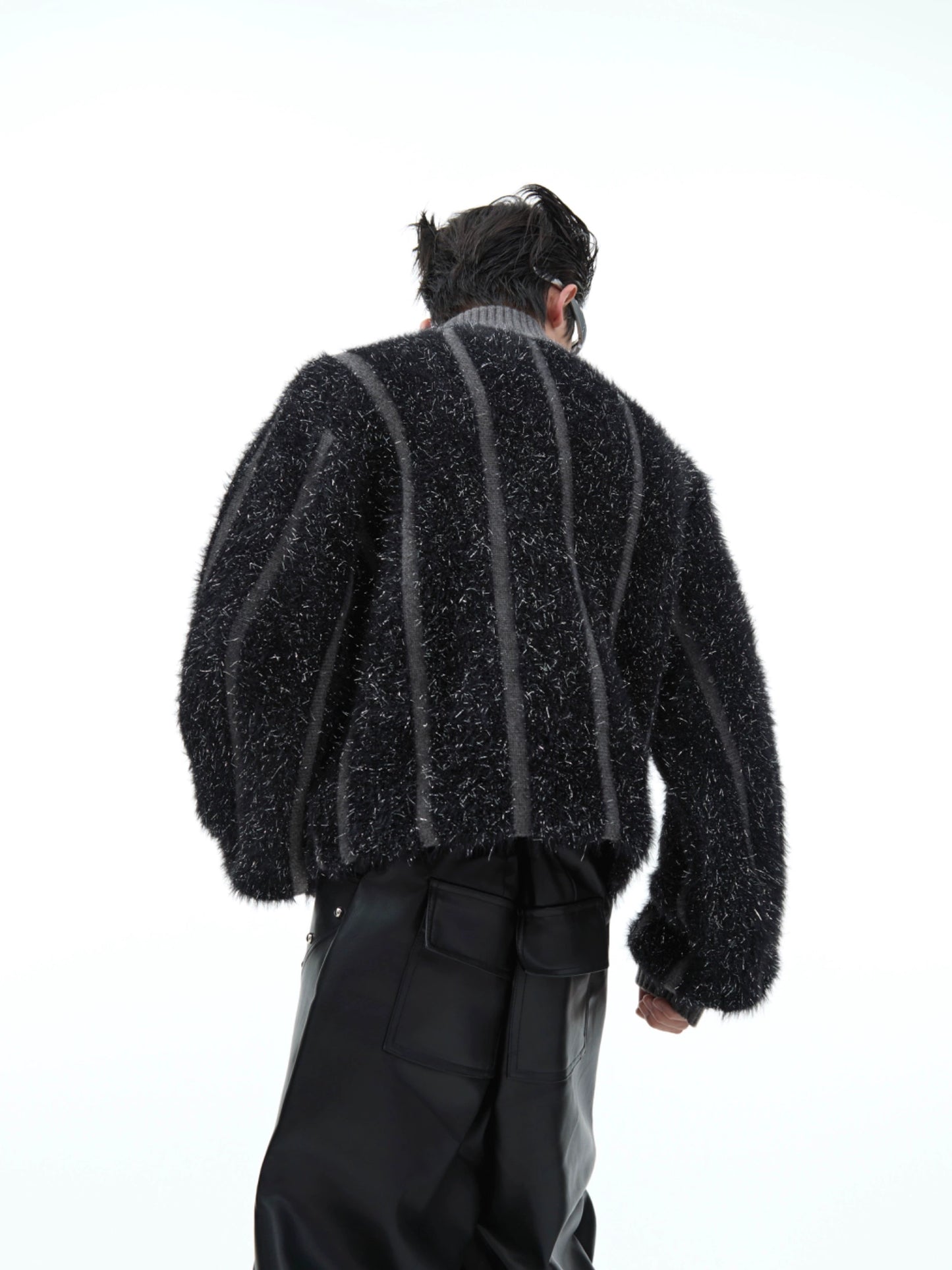 High-Neck Fake Fur Knit Short Jacket WN9865