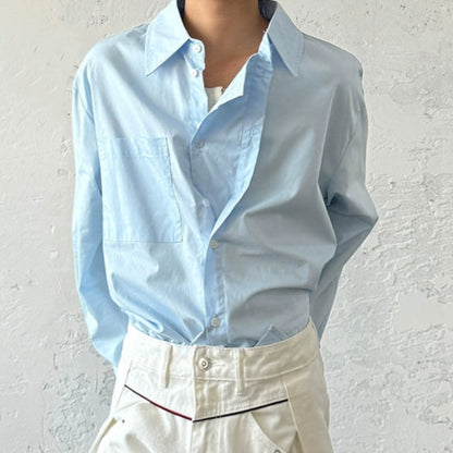 Minimalist Design Double Placket Layered Button Long Sleeve Shirt WN20006