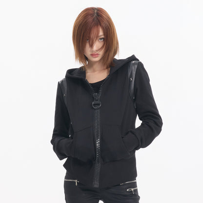 Studs Detail Star Zipper Hoodie WN27189