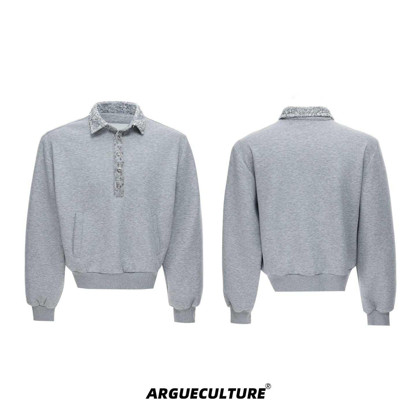 Sequin Pin Long Sleeve Polo Shirt WN21218