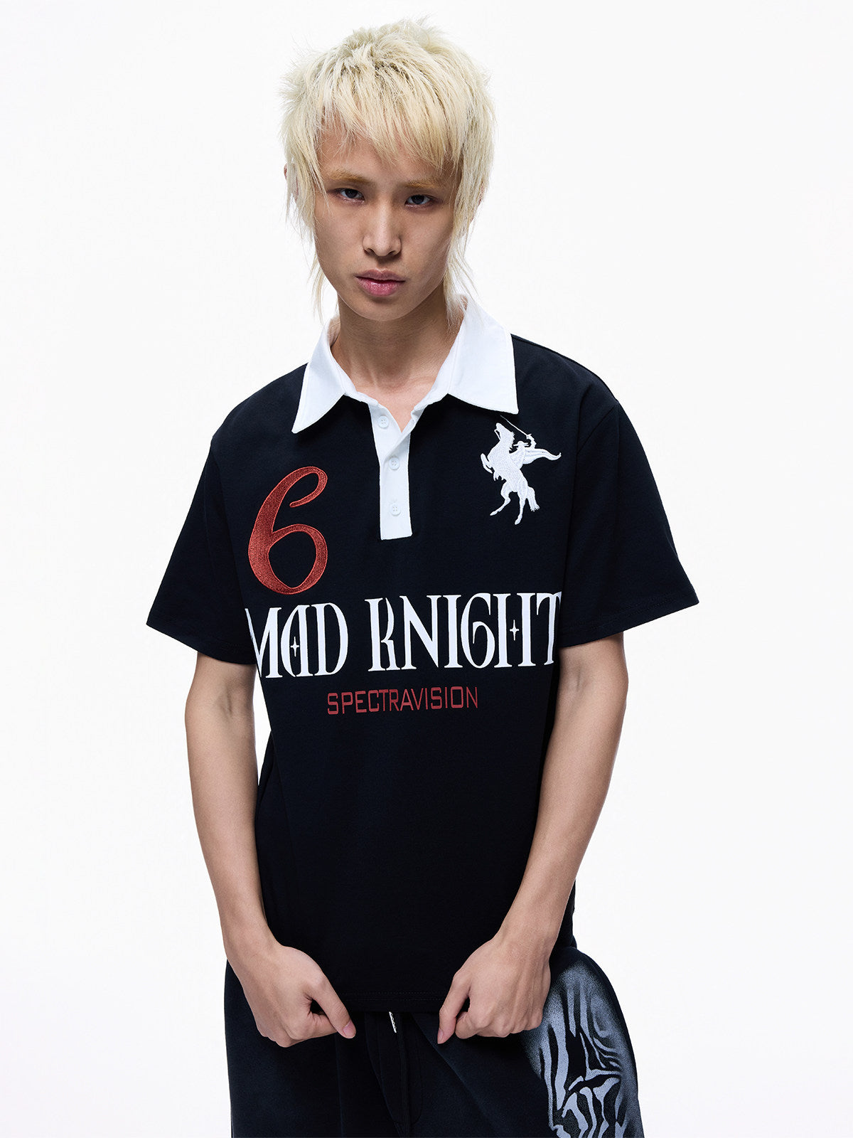 Cotton Embroidery Contrast Panel Polo Short Sleeve T-Shirt WN27327