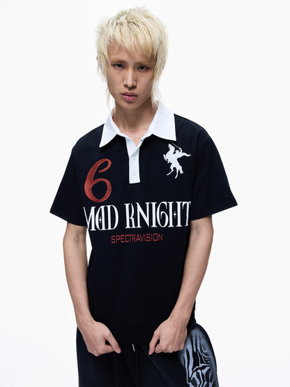 Cotton Embroidery Contrast Panel Polo Short Sleeve T-Shirt WN27327