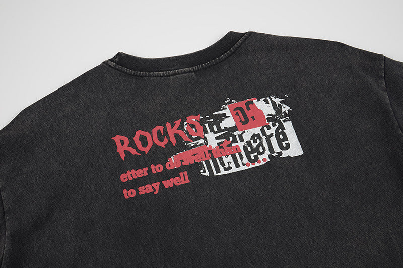 Washed Rock Band Print Short Sleeve T-Shirt WN25485